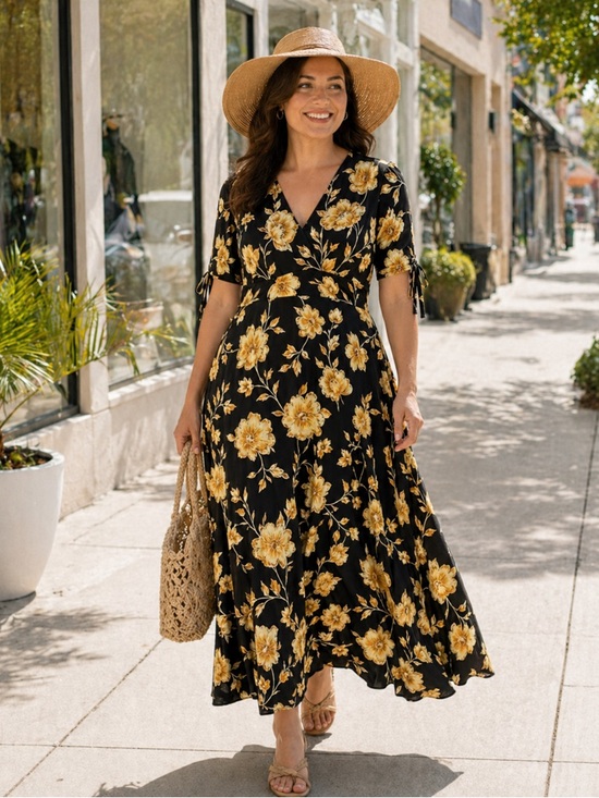 Premier Dresses & Skirts - Premier Black and Yellow Floral Maxi Dress